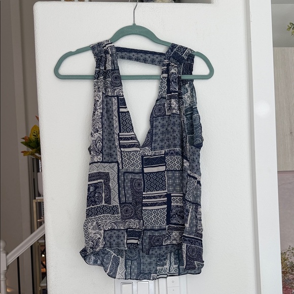 Myne Navy and Cream Patchwork Tank Top - Picture 4 of 4